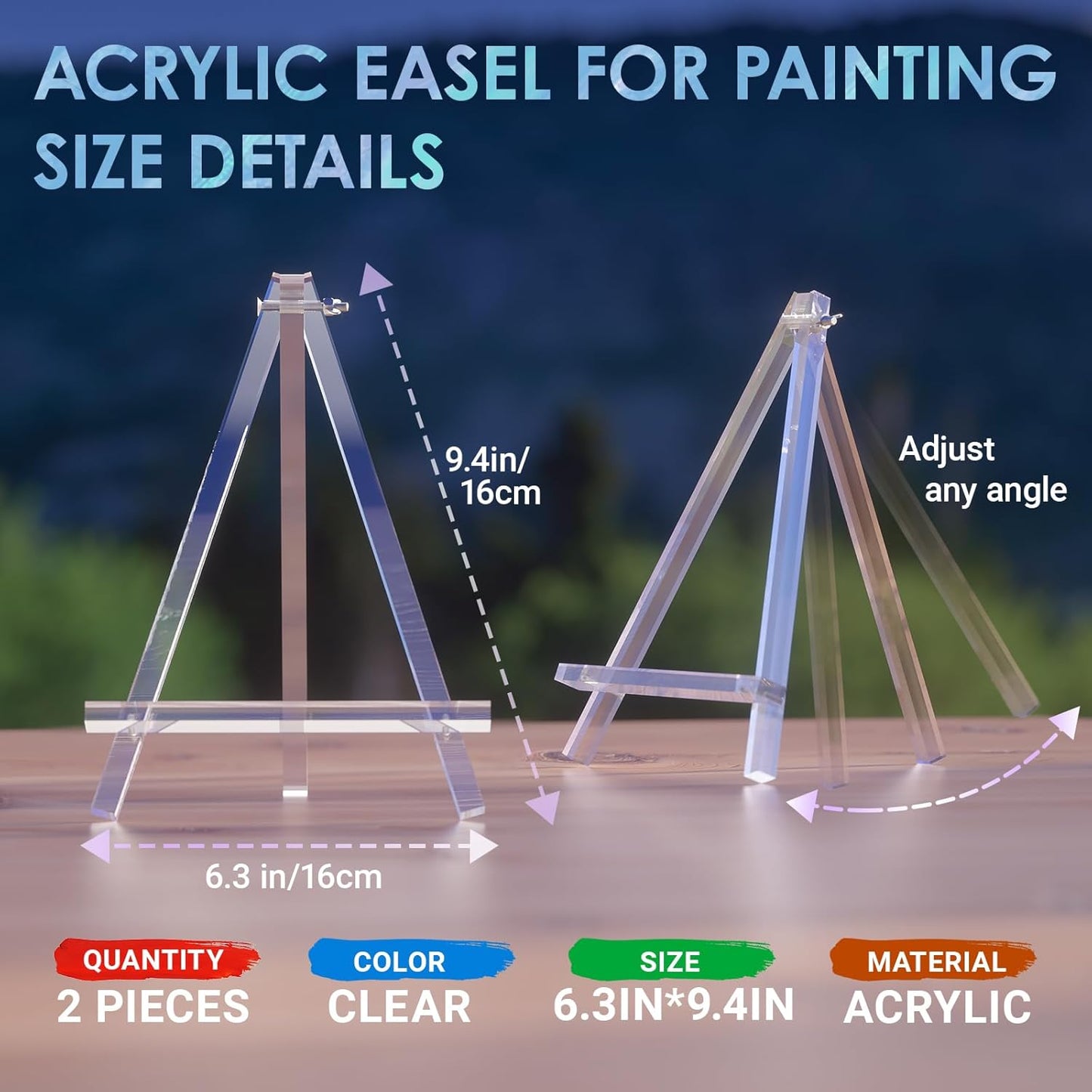 9 inch Acrylic Easel for Painting, 6 Pack Easel Stand for Wedding Signs, Tabletop Easels for Painting Canvases, Small Art Easel Canvas Stand Photo Display Tripod Holder for Kids Adults (6)