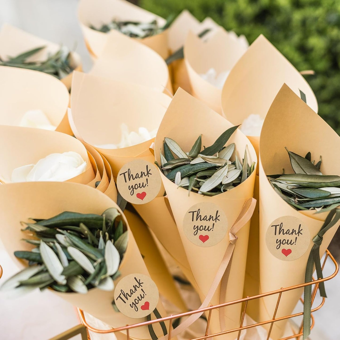 PATIKIL Dried Flower Confetti Cones, 30Pcs Paper Tapers Cone Holder with Dried Rose Petals / Sticker for Wedding Party Engagement Birthday DIY Decoration, Light Yellow/Pink