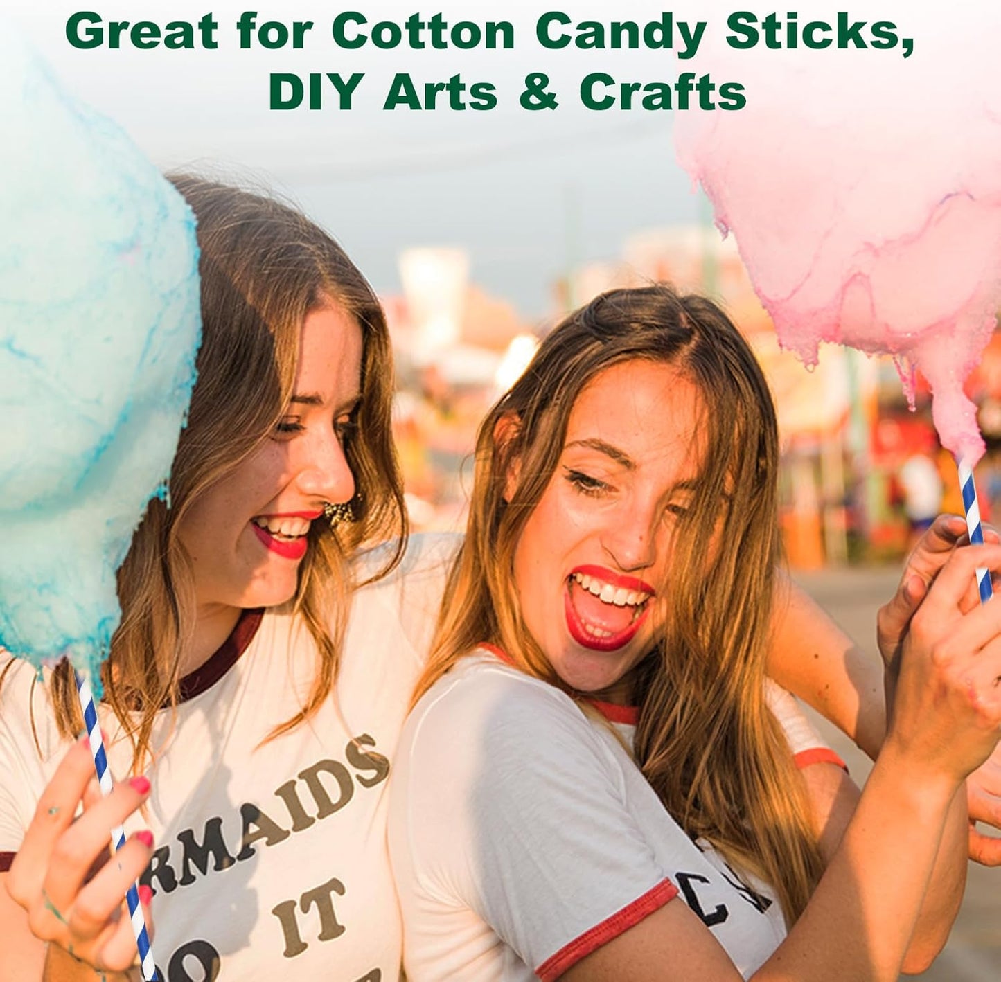 10 Inch Long Disposable Drinking Straws Paper - Navy Blue Striped, 100 Counts - 100% Biodegradable