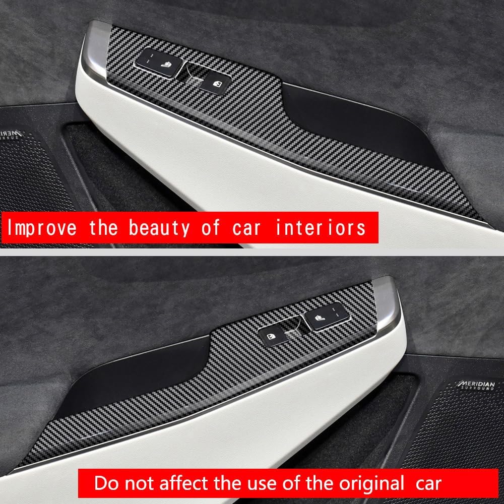 4pcs Carbon Fiber Style Front Rear Doors Window Glass Lift Switch Panel Cover Decorative Sticker Protection Car Interior Accessories for 2021-2025 KIA EV6 KT16
