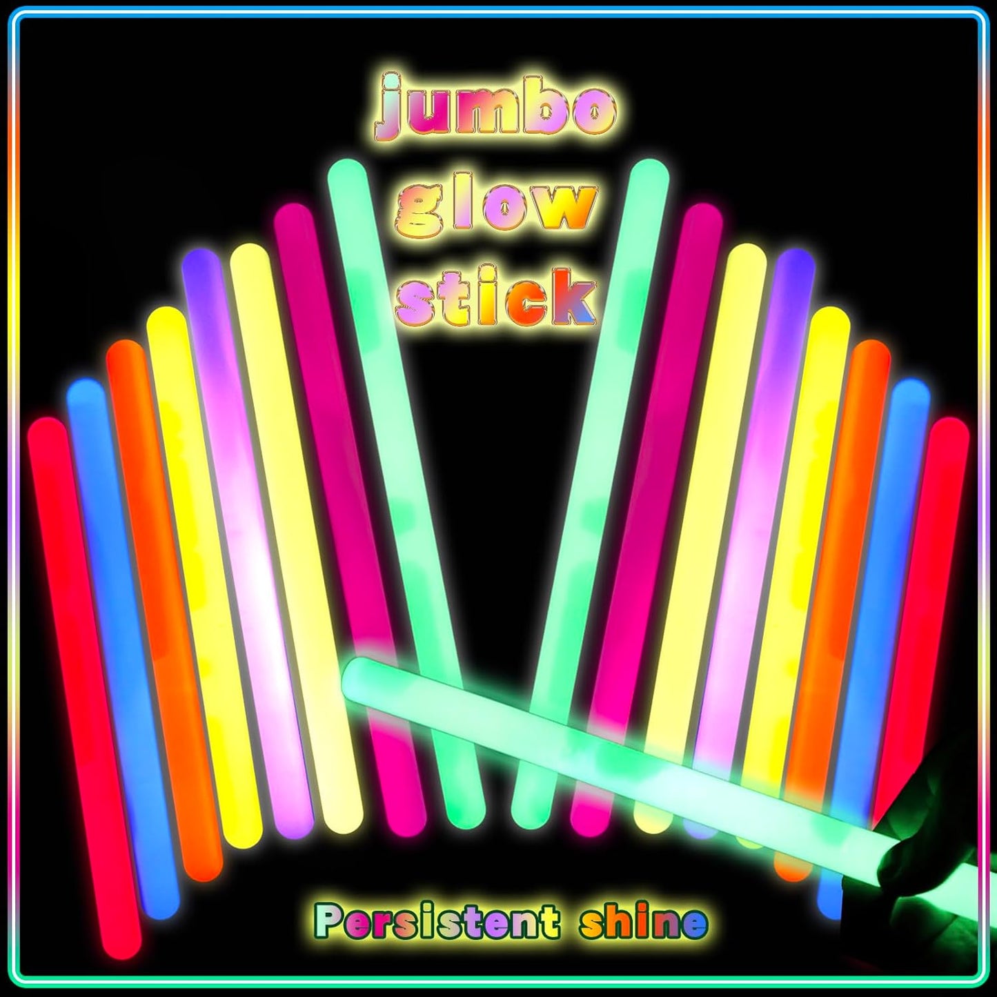 20 Pcs Ultra Bright Large Glow Sticks 14 Inch Industrial Grade 8 Colors Jumbo Light Sticks Emergency glow in the dark for Camping Accessories, Party,Hurricane, Earthquake, Survival Kit