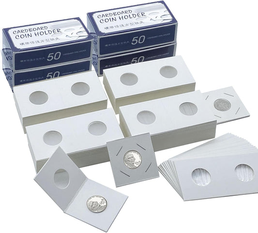 200 PCS Premium Cardboard Coin Flips 2 x 2 inch Coin Collection Supplies for Nickel, Mylar Coin Flips Coin Holders for Collectors (Nickel Coin Flips)