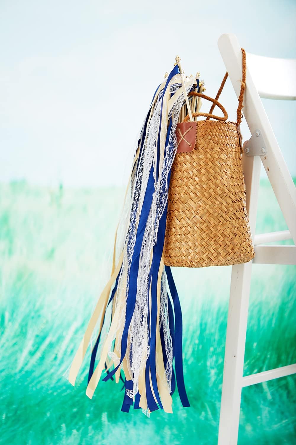 100 Pack Ribbon Wedding Wands Sticks Wedding Party Favors Streamers with Gold Bells and Lace Silk Fairy Wand for Party Activities Baby Shower Holiday Celebration