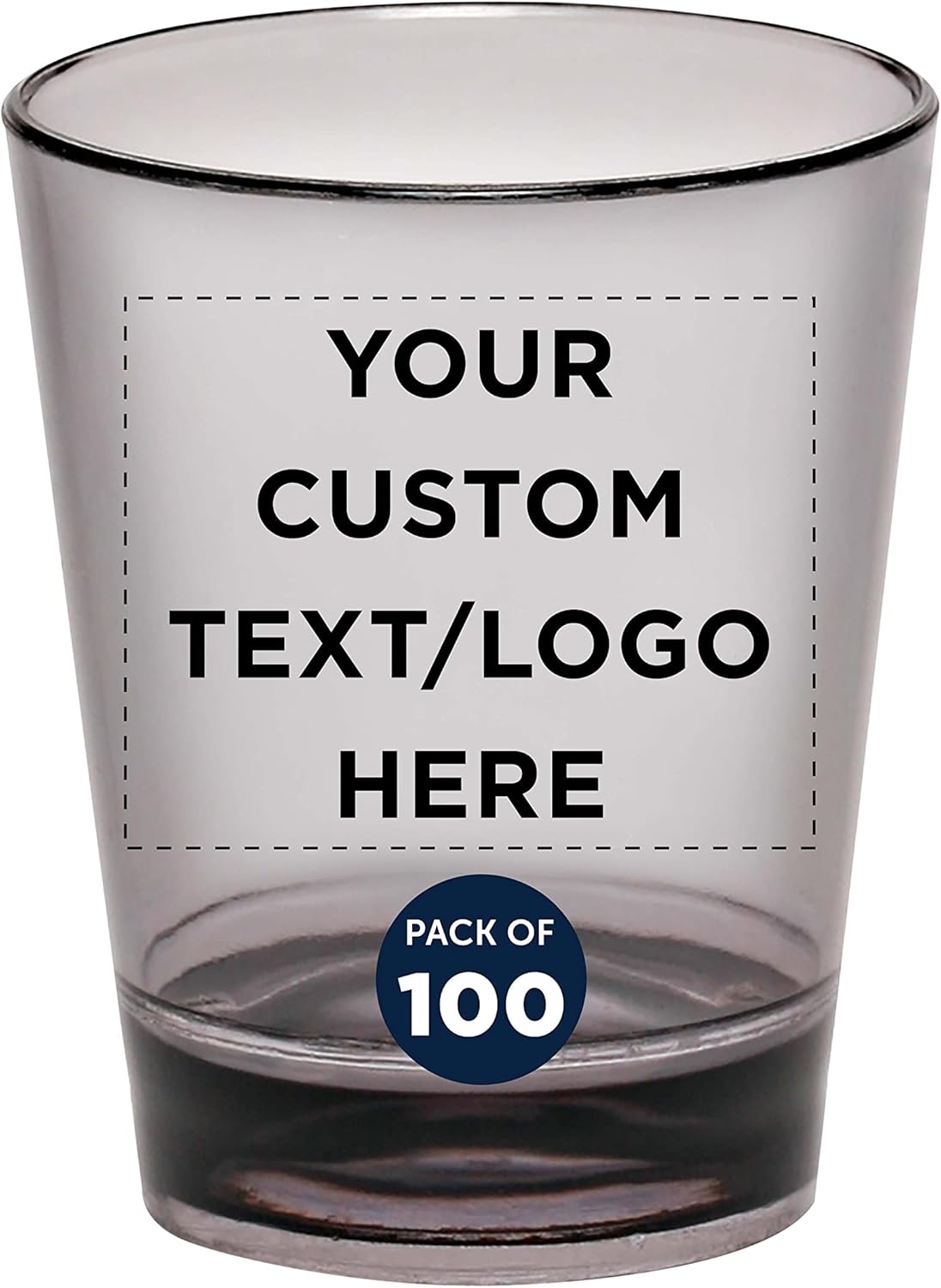 Custom Translucent Plastic Shot Glasses 1.5 oz. Set of 100, Personalized Bulk Pack - Acrylic, Great for Wedding, Party, Birthday, Gifts - Charcoal