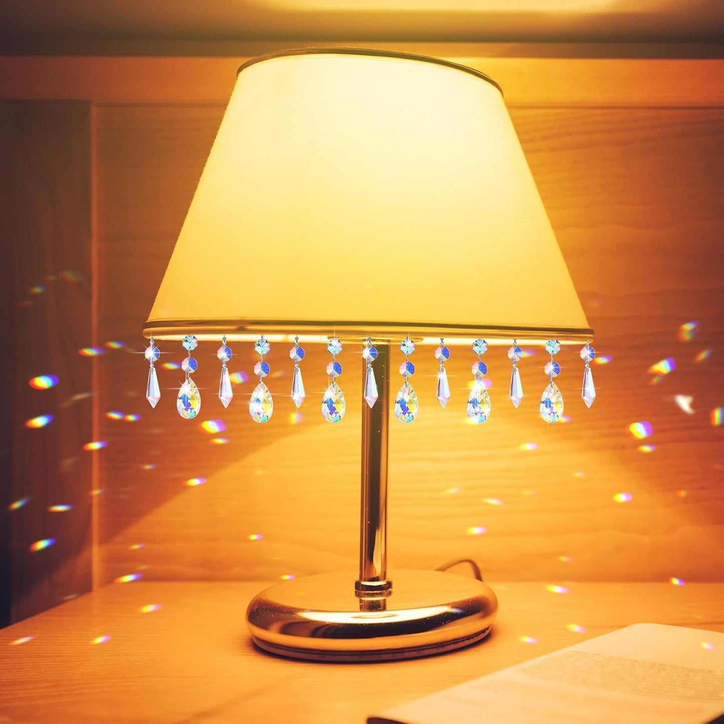 24 Pcs Chandelier Crystal Replacement 38 mm Teardrop & Icicle Crystal Prisms Hanging Gems Parts for Lamps and Chandeliers Suncatcher Christmas Tree Windows Home Decor (Colorful)