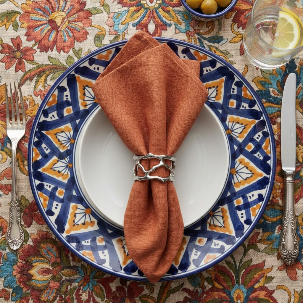 Napkin Rings - Unique Silver Coral Design, Elegant Stainless Steel (Set of 2)