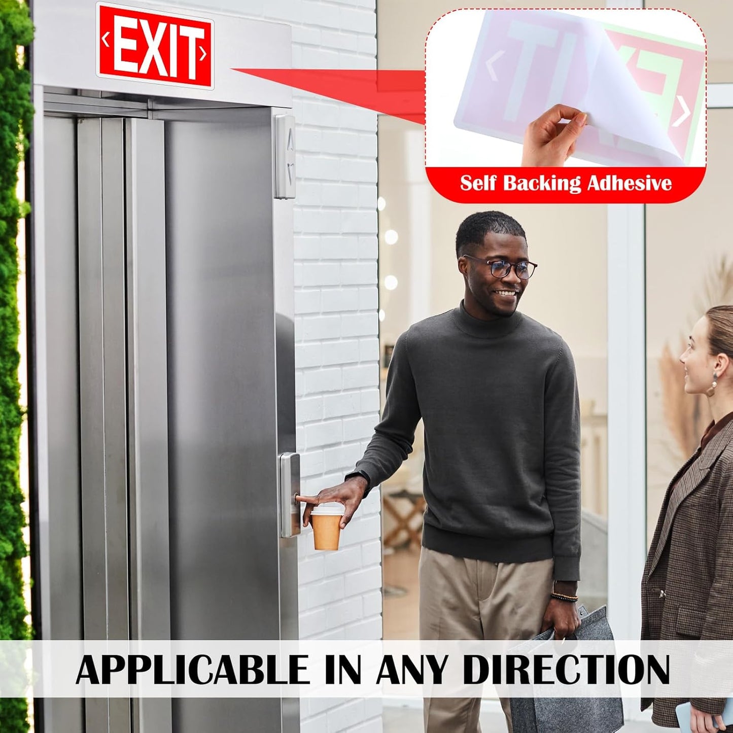 20 Pcs Glow in the Dark Exit Signs for Business 12 x 7 Inch Photoluminescent Signs Stickers for Indoor Outdoor for Business, Office, Warehouse (with Arrows)