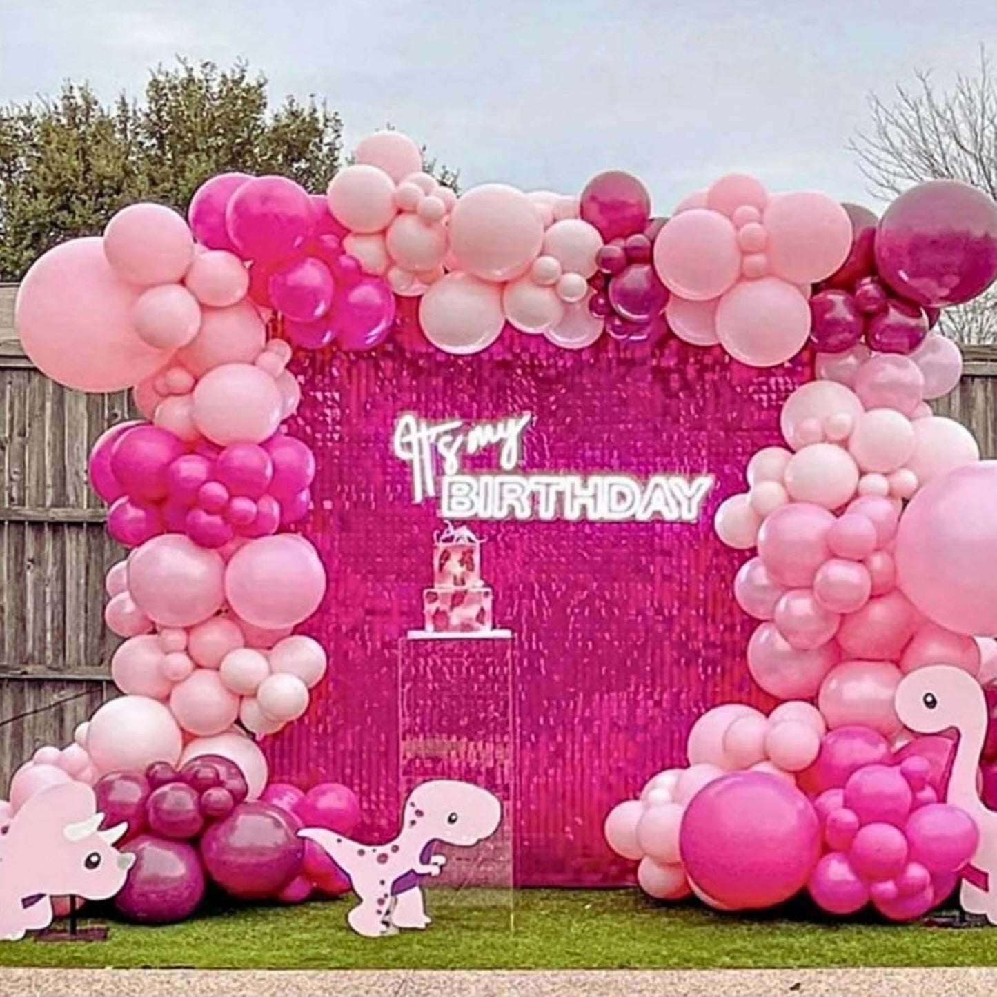 Pink Balloons, 12 Inch Hot Pink Balloons, Pastel Metallic Pink White Latex Balloon Helium for Girls Birthday Baby Shower Wedding Gender Reveal Bridal Shower Princess Party Decoration