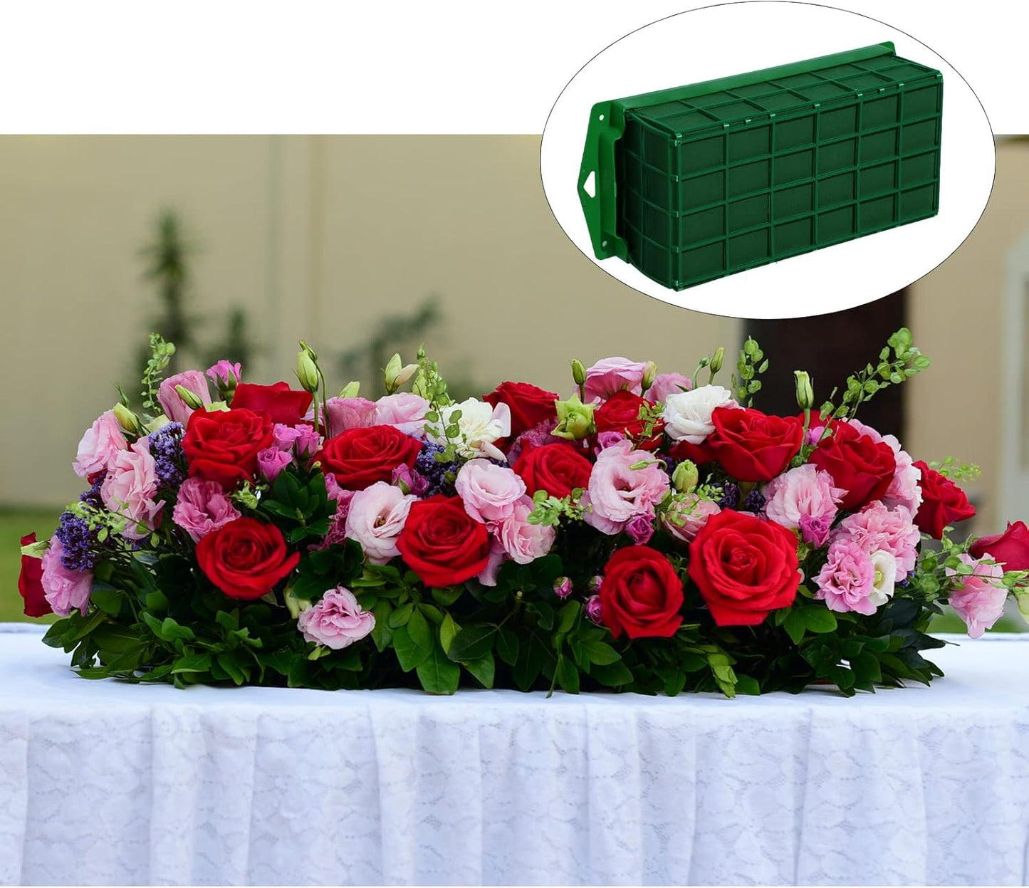 Boao 16 Pieces Floral Foam Cage Holder with Floral Foam for Fresh Flowers Cage Bowl for Table Centerpiece Flower Arrangement, Rectangle, 11.8 x 4.7 x 3.1 Inch