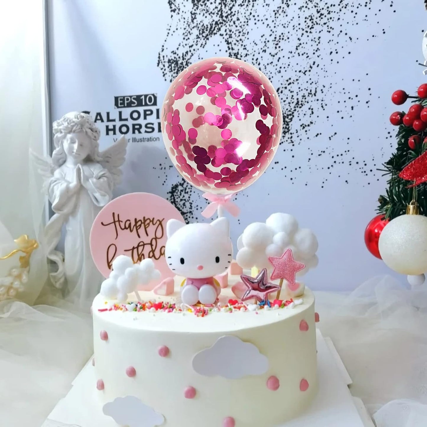 Hot Pink Confetti Balloons, 40 Pcs 5 Inch Clear Balloons with Confetti Inside for Graduation Engagement Cake Topper Decor Bridal Shower Baby Shower Birthday Party Decoration Supplies