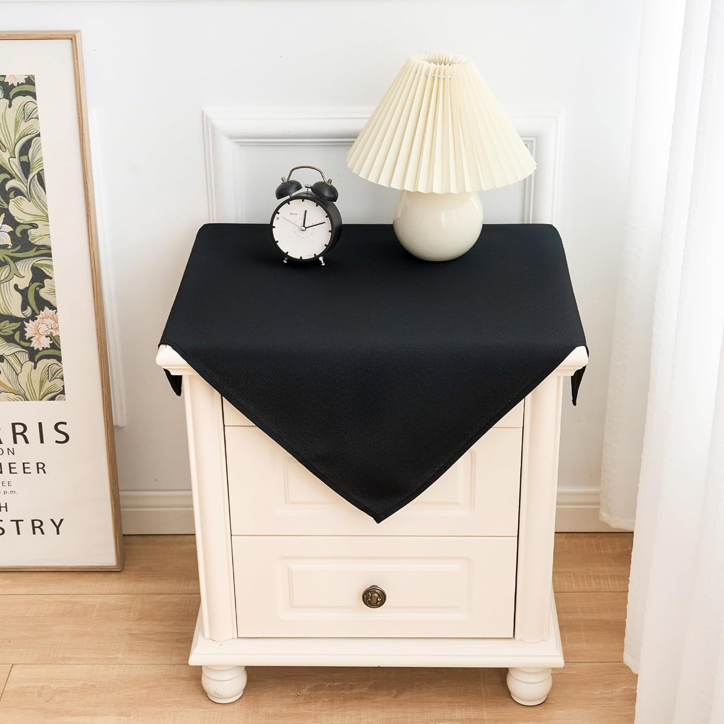 2 Pack Small Square Table Cloth 24X24 Inch Black Washable Fabric Tablecloth Polyester Solid Tables Cover for Night Stand End Table Side Table Outdoor Indoor