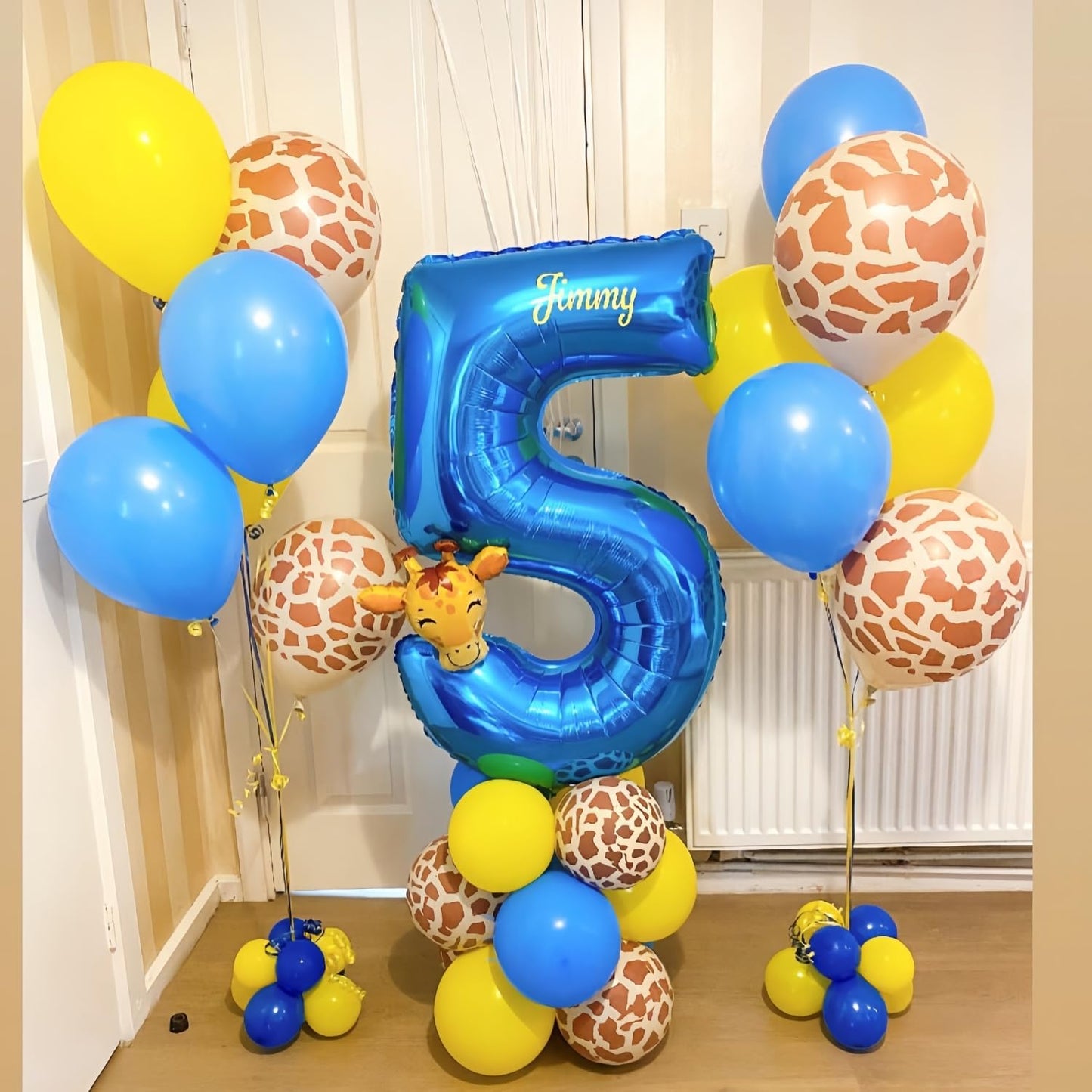 Blue 5 Balloon Number,40 Inch Number 5 Balloon Big Blue 5 Foil Mylar Helium Balloon for Birthday Party Decorations