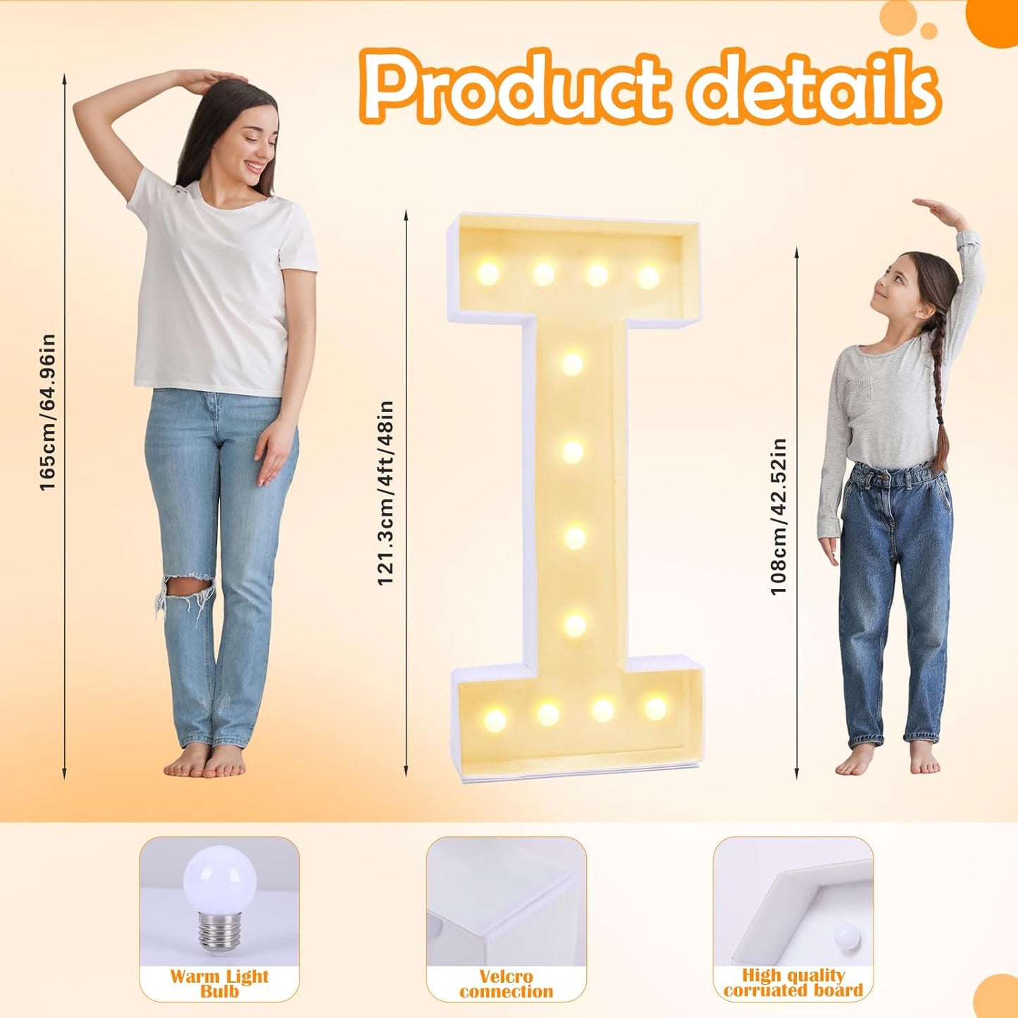 4ft Marquee for Letters I, Large Light up Letters, Multifunctional Large Marquee for Letters 4 Feet Tall for Party Decorations, Letter Balloons, Wedding Decor, Proposal Decorations (Letters I)