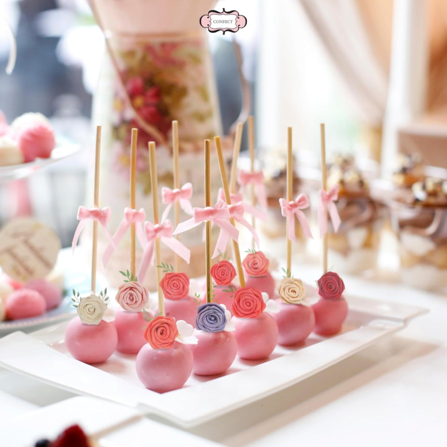 Confect Edible Rose Toppers – Confect Edible Ombre Rose Toppers – Pack of 12 Cupcake & Doughnut Toppers for Cake Decoration- Vegan, Gluten-Free, Soy-Free, Dairy-Free, Palm Oil-Free