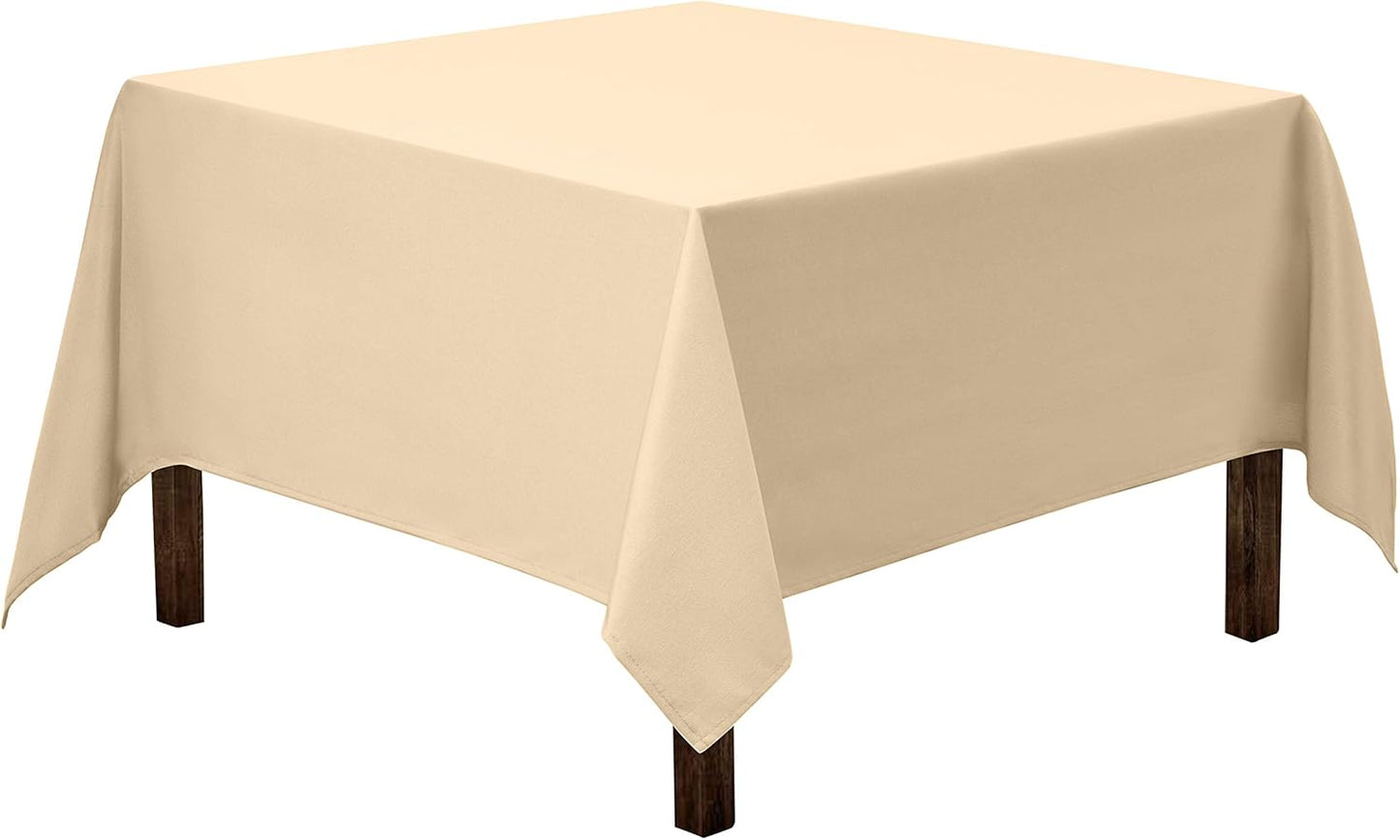 Gee Di Moda Square Tablecloth - 70 x 70 Inch Beige Table Cloth for Medium Square or Round Tables - Heavy Duty Washable Fabric - for Buffet Table, Holiday Party, Dinner, Wedding & Baby Shower