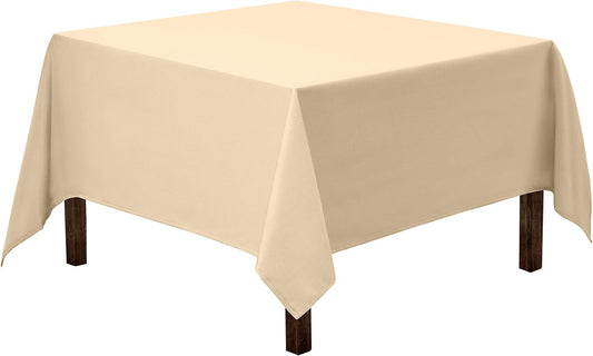 Gee Di Moda Square Tablecloth - 52 x 52 Inch Beige Table Cloth for Small Square or Round Tables - Heavy Duty Washable Fabric - for Buffet Table, Holiday Party, Dinner, Wedding & Baby Shower