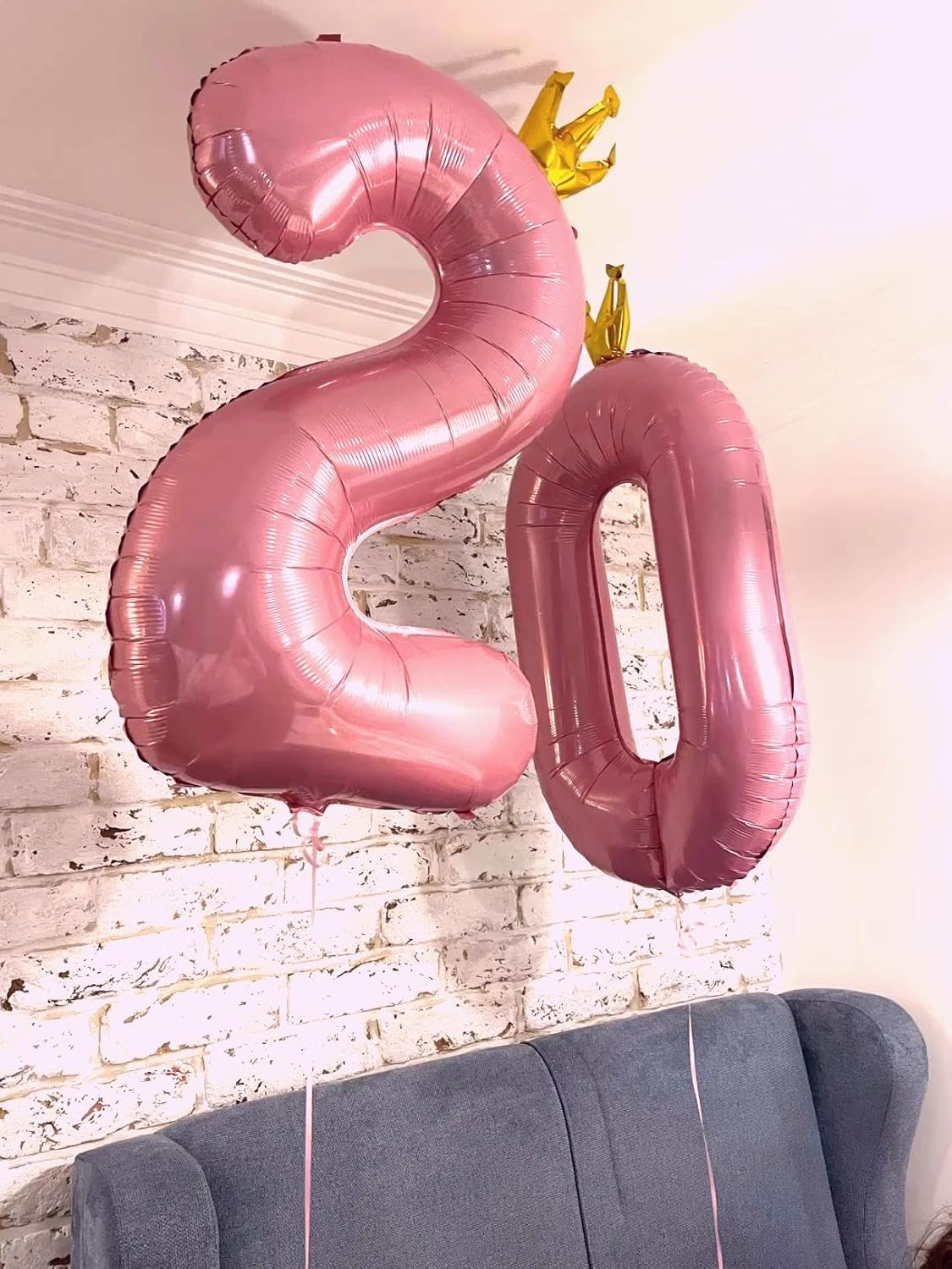 Big 40 Inch Pink Crown 2 Number Balloon Birthday Decoration, 2026 Pink Crown Number 2 Helium Balloons 12 20 22 23 24 26 28 32 42 Celebration, Boy Girl Baby Anniversary Party Graduations Supplies