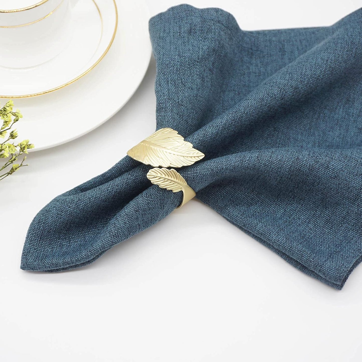 Gold Leaf Napkin Rings Set of 12, Leaves Napkin Rings for Table Setting, Metal Leaf Napkin Holder Rings for Holiday Party,Wedding, Banquet, Formal or Casual Dinning Table Decor (Gold)