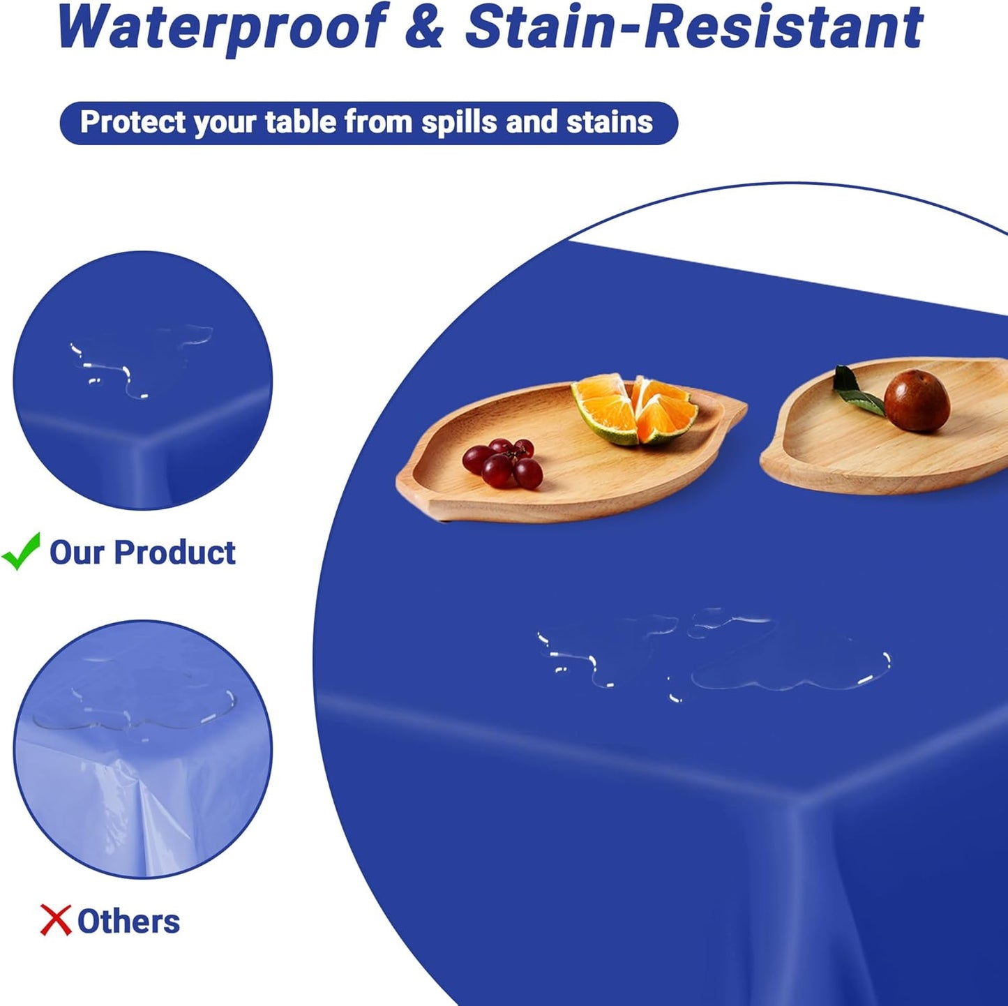 12 PCS Waterproof Plastic Table Cloth, Blue Rectangle Disposable Table Cover, Table Cloth Rectangle Table, 54 X 108 IN Wrinkle-Resistant Smooth Tablecloth for Parties Weddings Picnics Decorations