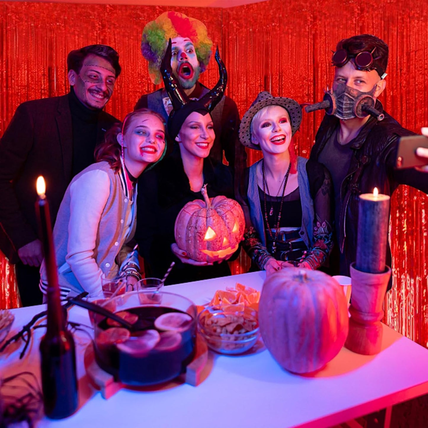 3 Pack Red Party Backdrop Tinsel Streamers Christmas Decorations Foil Fringe Backdrop Curtains Carnival Casino Theme Birthday New Year Holiday Celebration Bachelorette Party Decorations Supplies