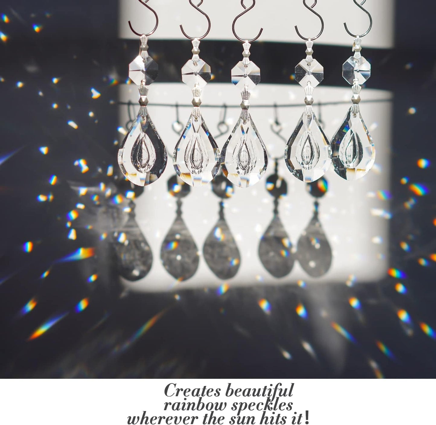 20pcs 38mm Crystal Loquat Shape Chandelier Replacement,Hanging Clear Glass Crystals for Chandelier,Crystal Prisms Beads for Wedding Home Decoration