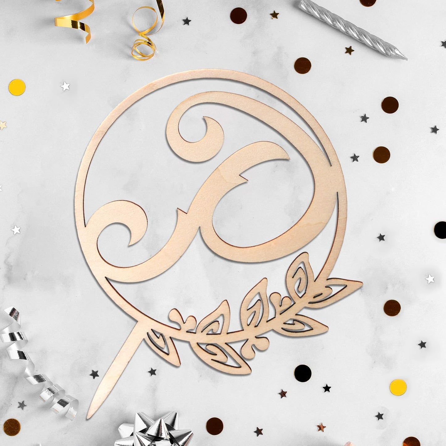 LINGTEER Personalized Inital Letter P Wooden Cake Topper Perfect for Birthday Rustic Wedding Anniversary Party Keepsake Decoration