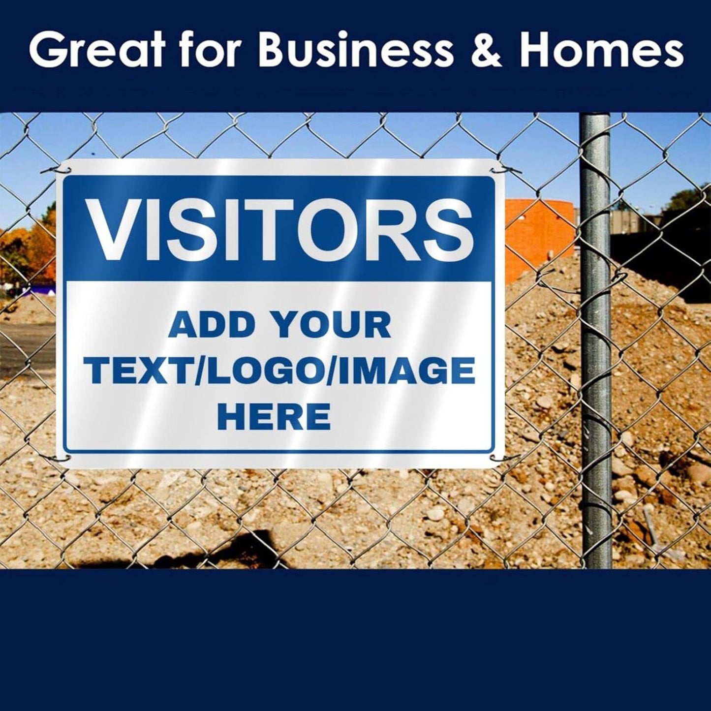 Custom Signs Outdoor Metal - 12 x 8 Customized Personalized Aluminum Signs for Office, Home, Business, Decor, Custom Rust-Proof Sign (VISITORS)