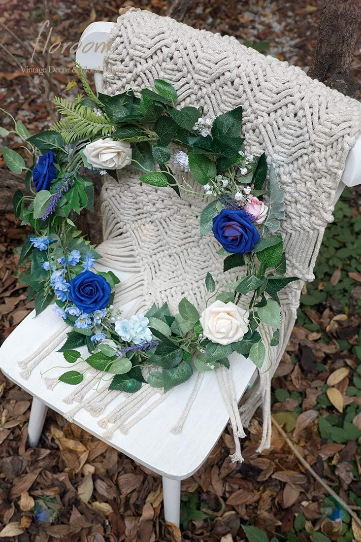 Floroom Artificial Flowers 50pcs Real Looking Royal Blue Foam Fake Roses with Stems for DIY Wedding Bouquets Bridal Shower Centerpieces Floral Arrangements Party Tables Home Decorations