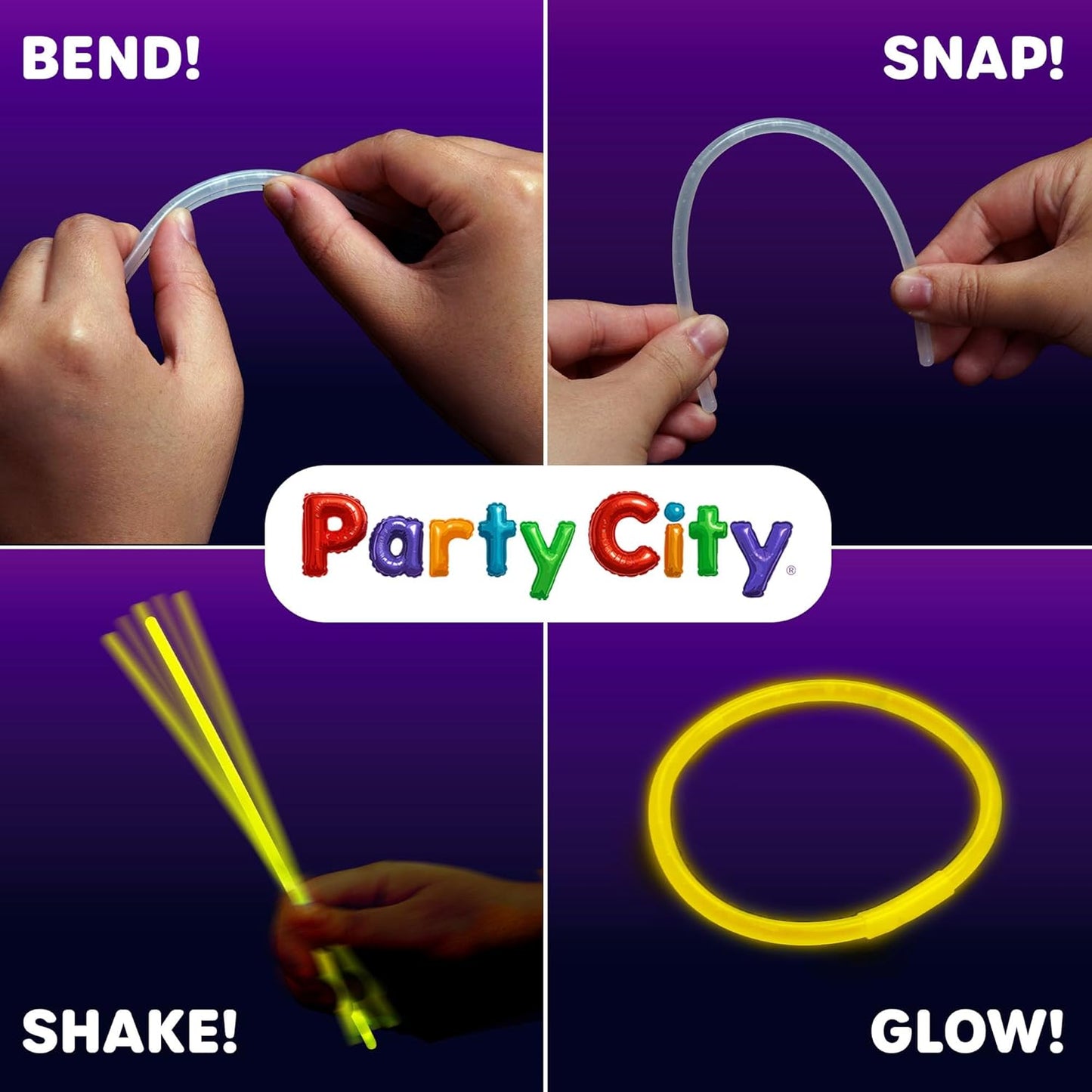 Party City 500 Glow Sticks Bulk Party Pack 8”– Neon Glow in the Dark Party Supplies, Glowsticks with Connectors Bracelets & Necklaces, Light Up Favors for Kids, Adults, Birthdays, Parties, Decorations