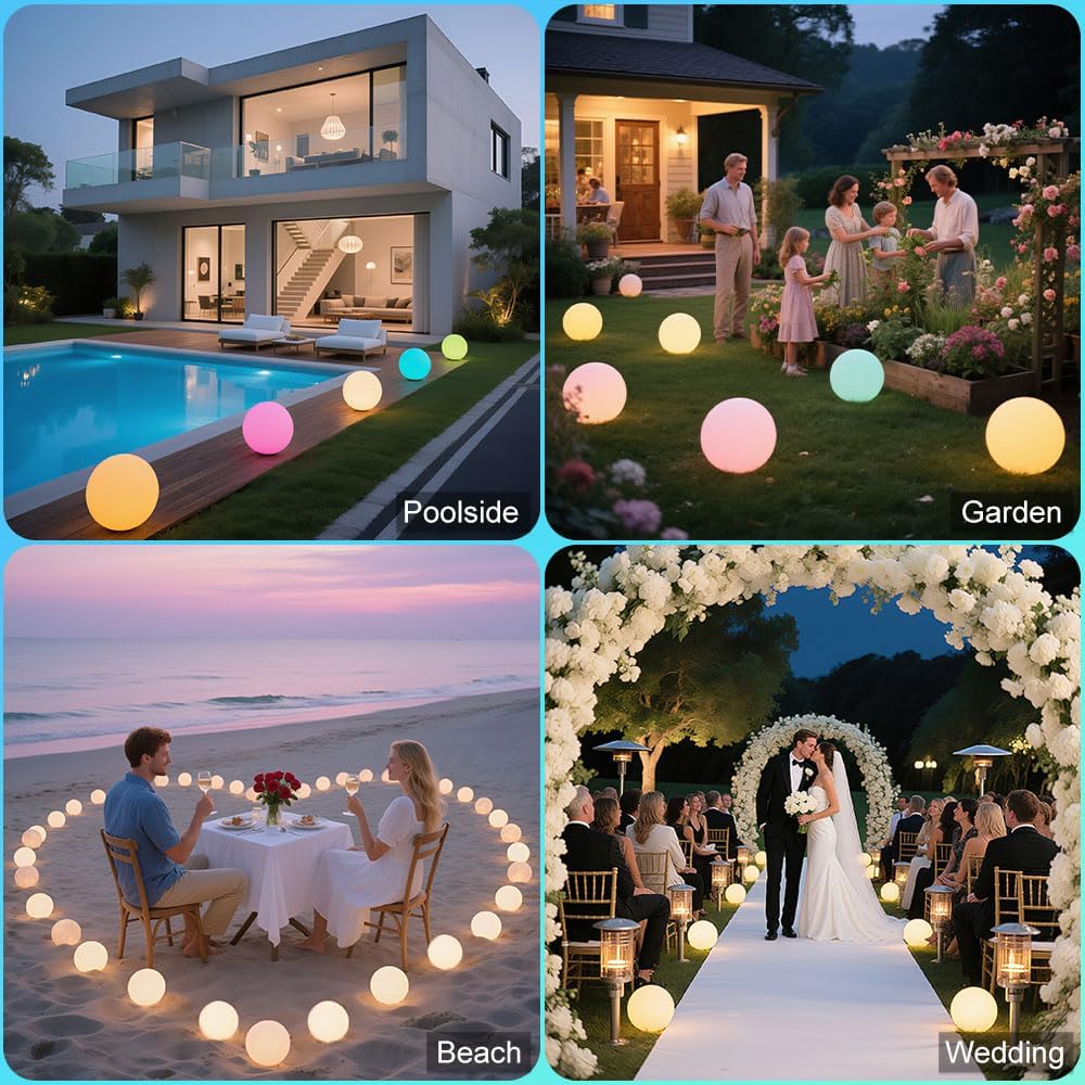 8-in LED Glowing Ball Light for Kid, 16 RGB Color Changing Globe Orb Night Light Mood Lamp w/Remote, Rechargeable Light Up Ball Dimmable Sphere Bedside Lamp, Great for Bedroom Garden Patio Party Decor