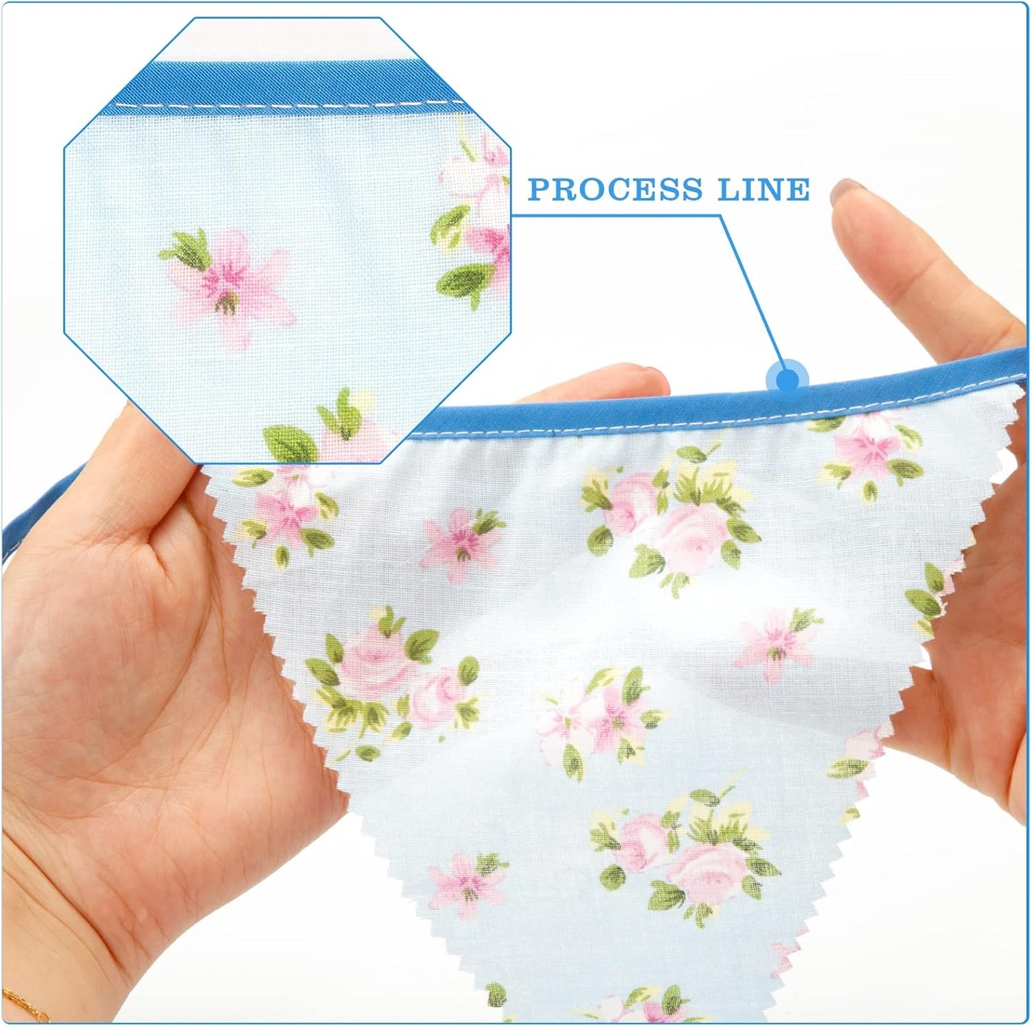 jijAcraft 39Ft Triangle Bunting Banner, 42Pcs Tea Floral Party Bunting Cotton Fabric Flags Pennant Garlands for Birthday Party, Wedding, Baby Shower, Outdoor and Home Decorations (Blue)