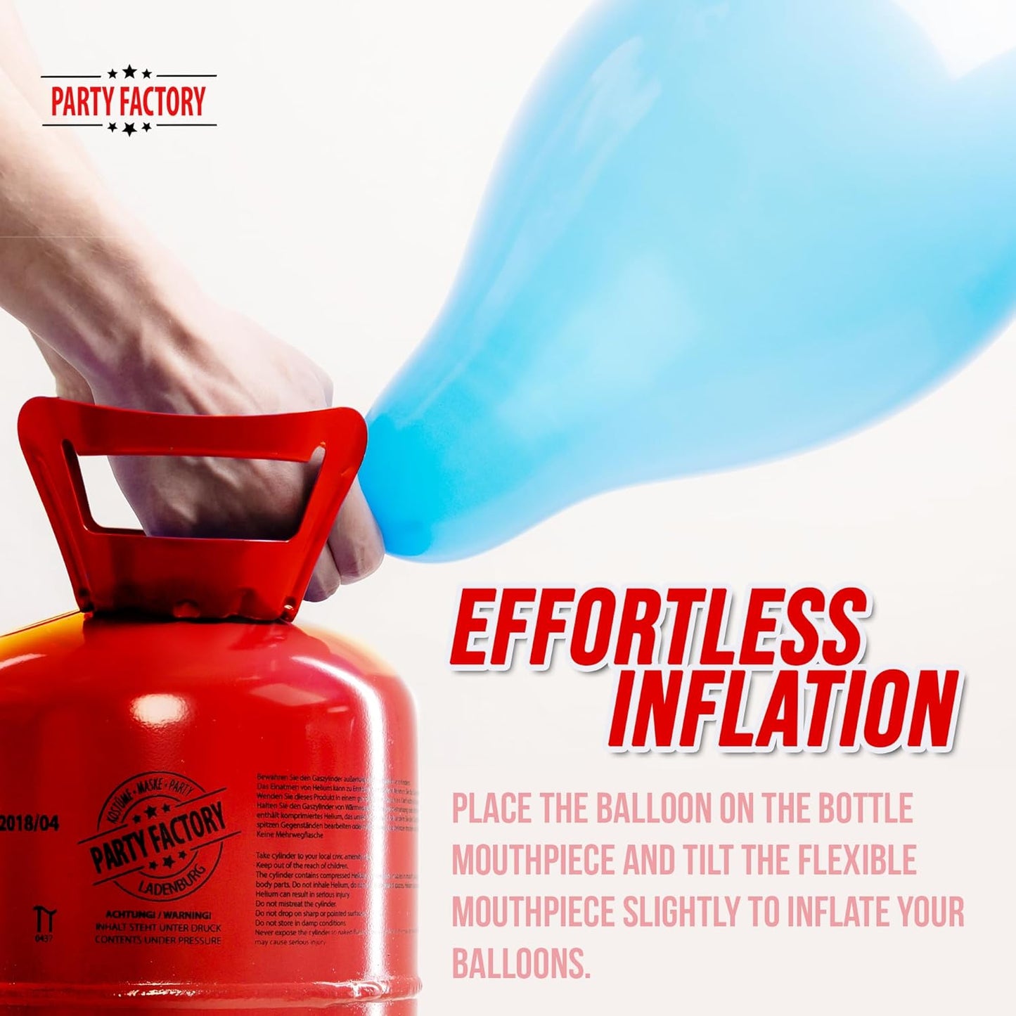 Party Factory set of 2 helium tanks for up to 50 balloons each, 2 helium cylinders with 14.1 cu. ft. gas each for party latex-, foil balloons