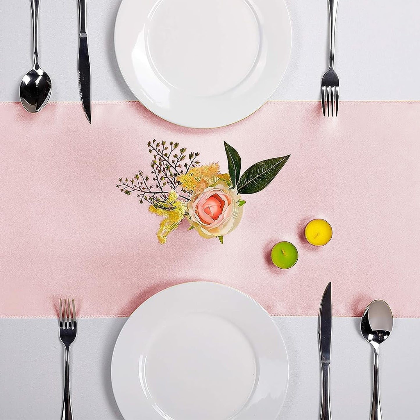 5-Pack Satin Table Runner Rose Gold 12 x 108 inches Long, Table Runners for Wedding, Birthday Parties, Banquets Decorations（5 Pack, 12x108 Inch, Rose Gold）