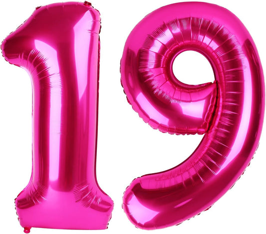 40 Inch Hot Pink 19 Number Balloon