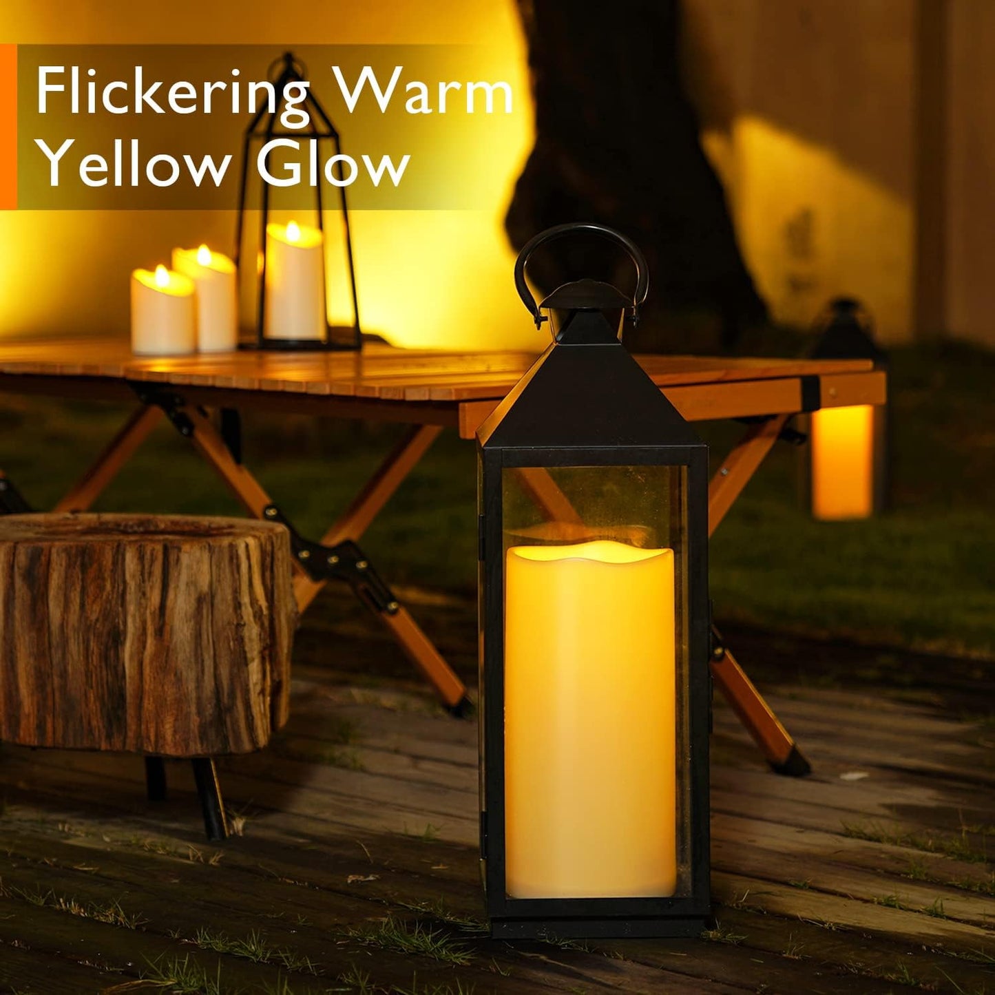 Homemory 6" x 12" Extra Large Outdoor Waterproof Candle with Auto 6-Hour Timer, Ivory Plastic Made, Long Last for Half A Year, Set of 2