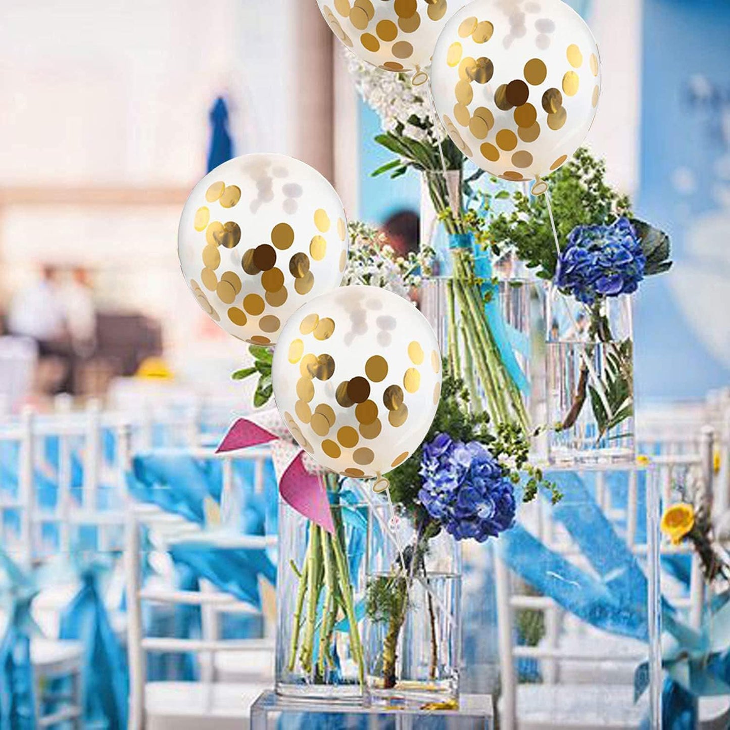 50pcs Gold Foil Confetti Balloons,12 inch Latex Balloon with Gold Confetti Inside for Birthday Family Party Wedding Party Baby Shower Decoration Supplies