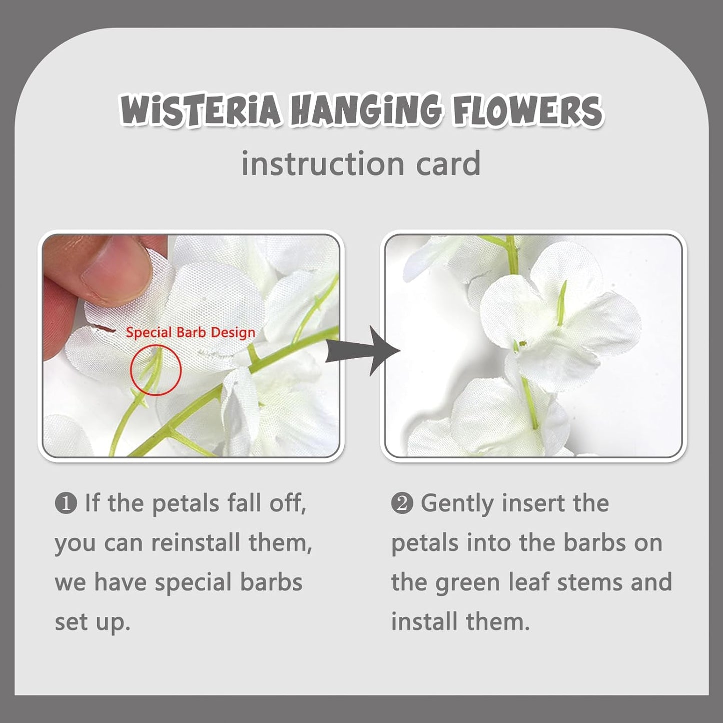 12 Pack White Green Wisteria Hanging Flowers Garland, 3.77 Feet Artificial Flower Vines, Fake Wisteria, Artificial Vines Hanging Garland for Backdrop Outdoor Yard Garden Decor