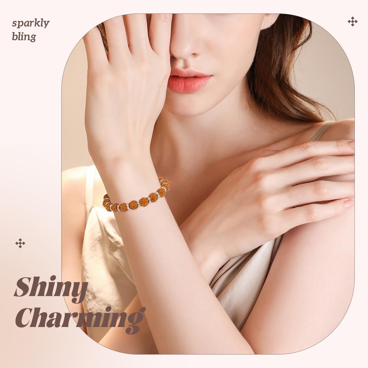 200pcs 10mm Rhinestone Beads for Jewelry Making, Golden Shiny Round Disco Ball Beads Bulk, Sparkle Crystal Clay Christmas for Bracelet Baseball Necklace Earring Crafting and DIY