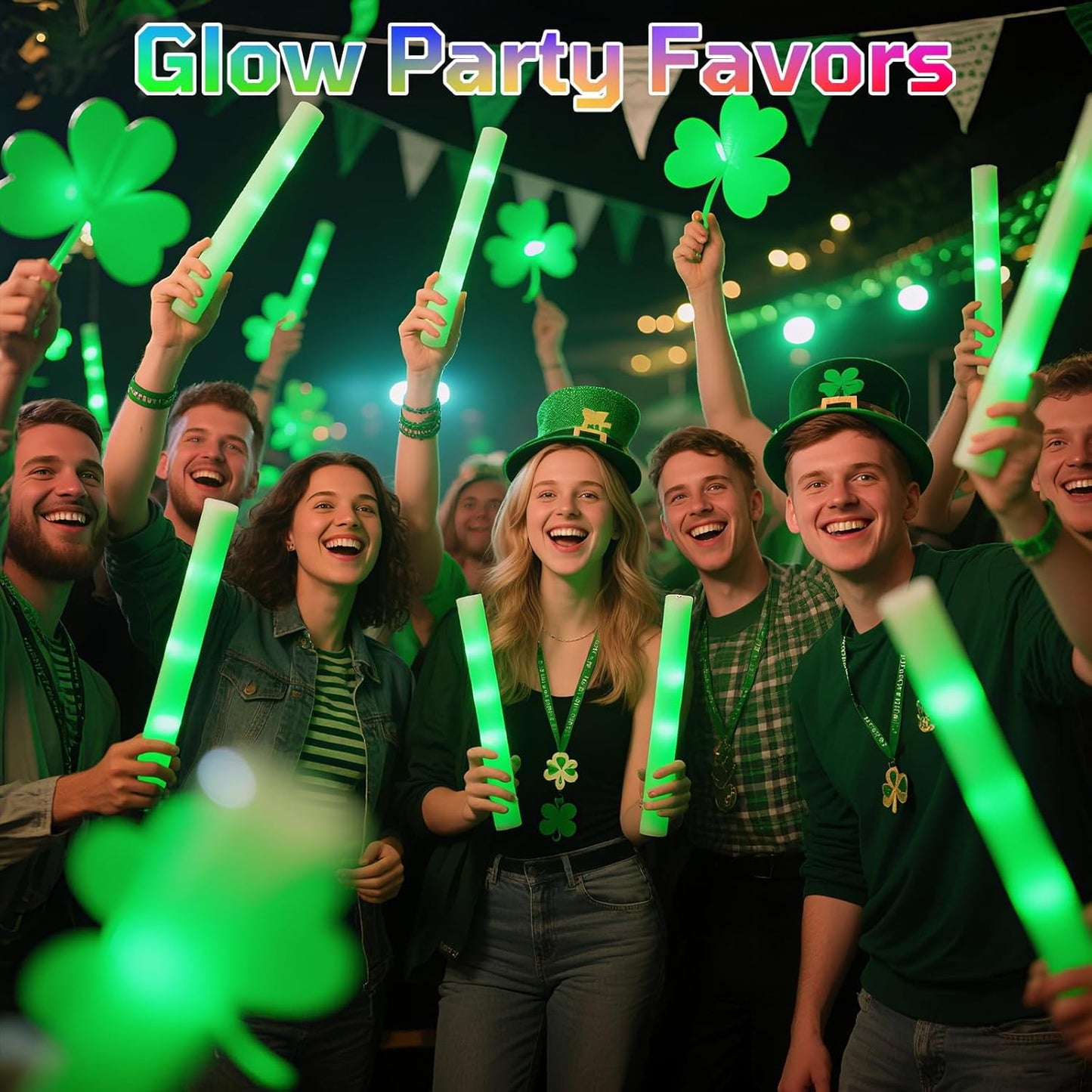 Foam Glow Sticks Bulk, 30 PCS Green Light Up Foam Sticks 3 Modes, Glow Party Supplies for Wedding,Raves, Carnival, Concert, 4th of July, Halloween, Christmas, New Year