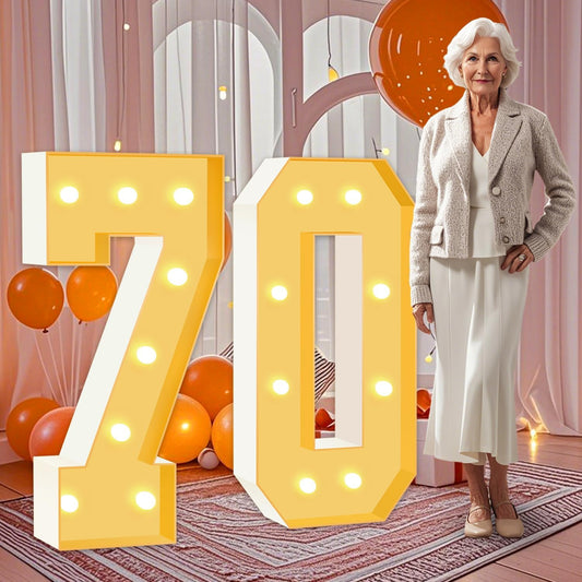 3FT Marquee Numbers 70, Large Light Up Numbers 60th Birthday Decorations for Her Him, Cardboard Numbers for Women Men Seniors Anniversary Party Decor Backdrop, DIY Foam Board Mosaic Number Sign
