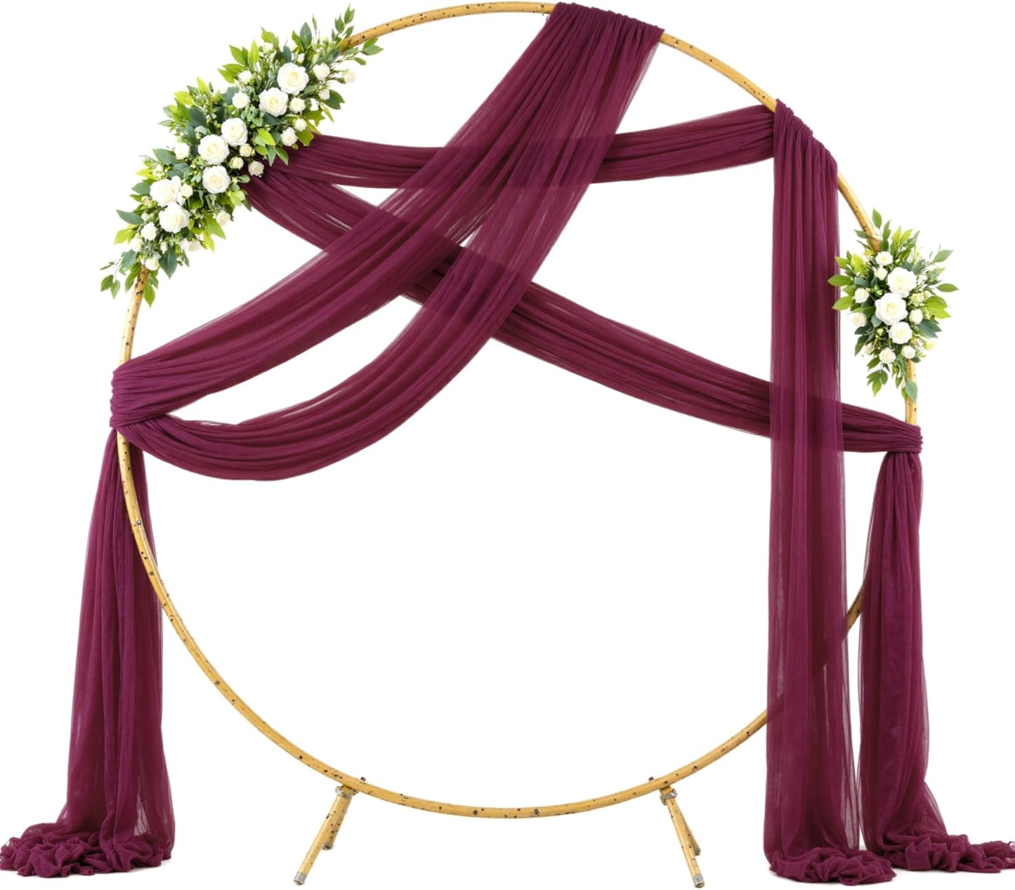 Wedding Arch Draping Fabric Backdrop 2 Panel 60" x 26Ft Burgundy Drapes Curtains for Wedding Reception Sheer Tulle Backdrop Curtain for Ceremony Birthday Party Baby Shower Arbor Ceiling Decorations