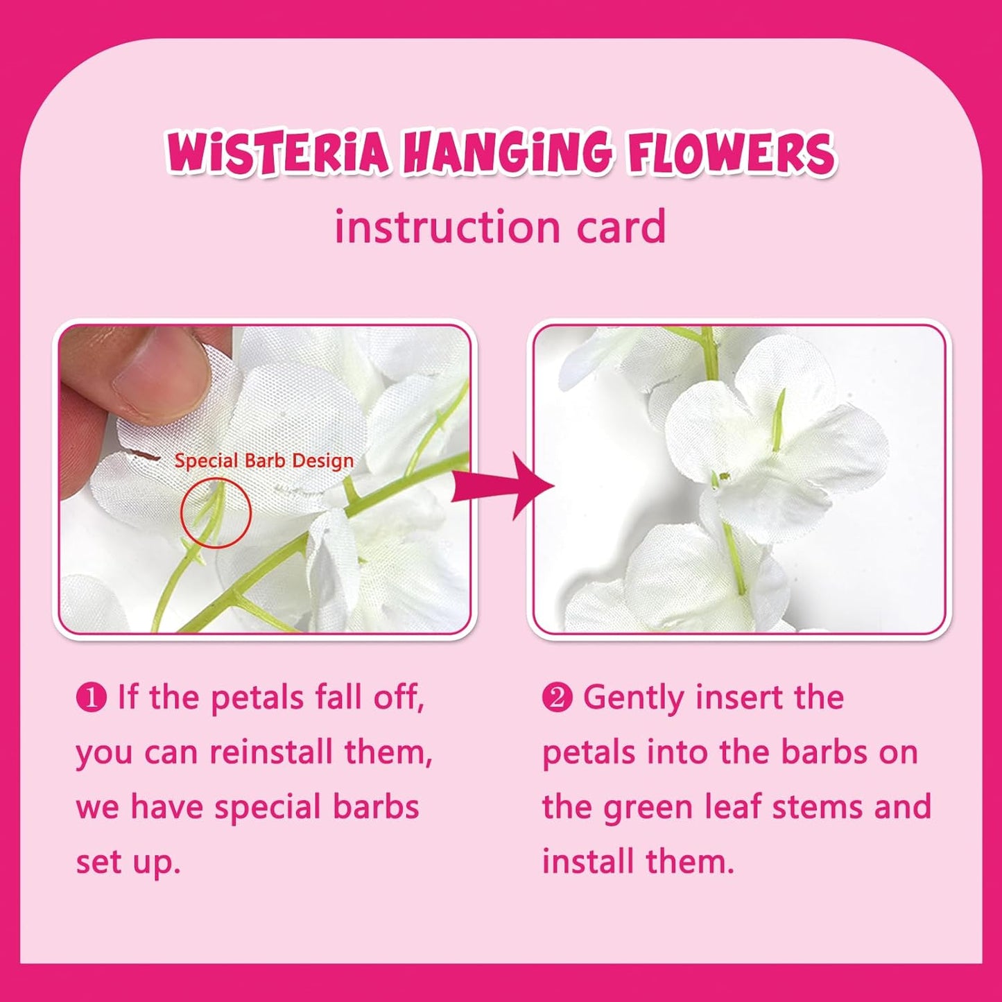 5 Pack Fuchsia Wisteria Hanging Flowers Garland, 3.77 Feet Artificial Flower Vines, Fake Wisteria, Artificial Vines Hanging Garland for Backdrop Outdoor Yard Garden Decor