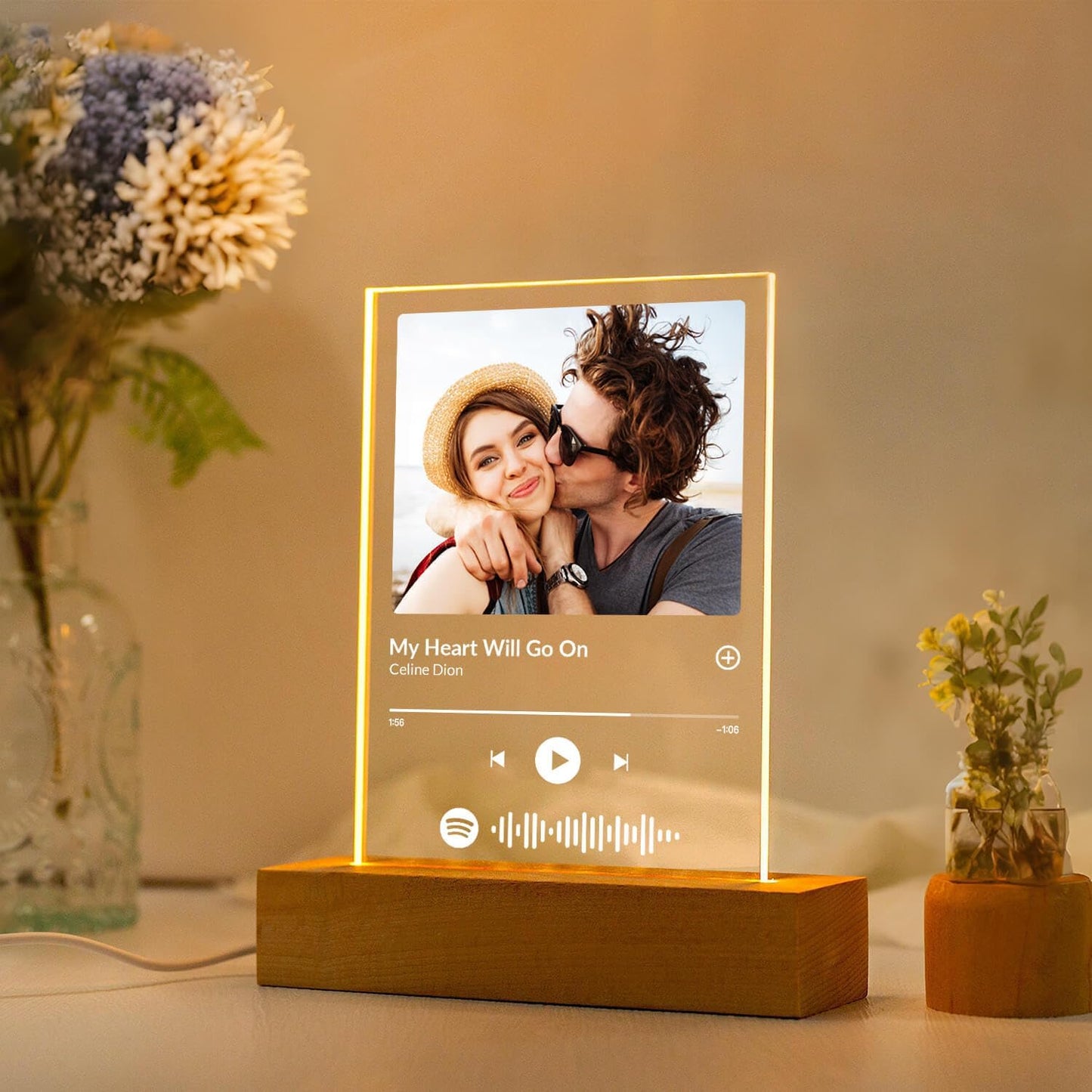 Custom Spotify Plaque, Customized Acrylic Song Plaque/Glass Album Cover, Custom Music Picture Frame, Personalized Anniversary Couple Gifts for Her Him Girlfriend Boyfriend