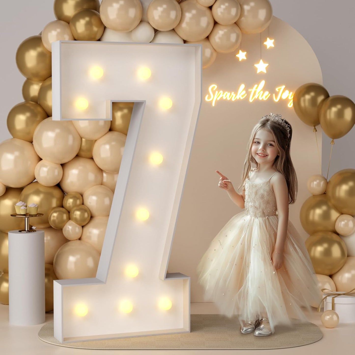 JoyMuse 4FT Marquee Numbers for Birthday Decorations Big 4FT Numbers with Light for Party Decor, Number 7