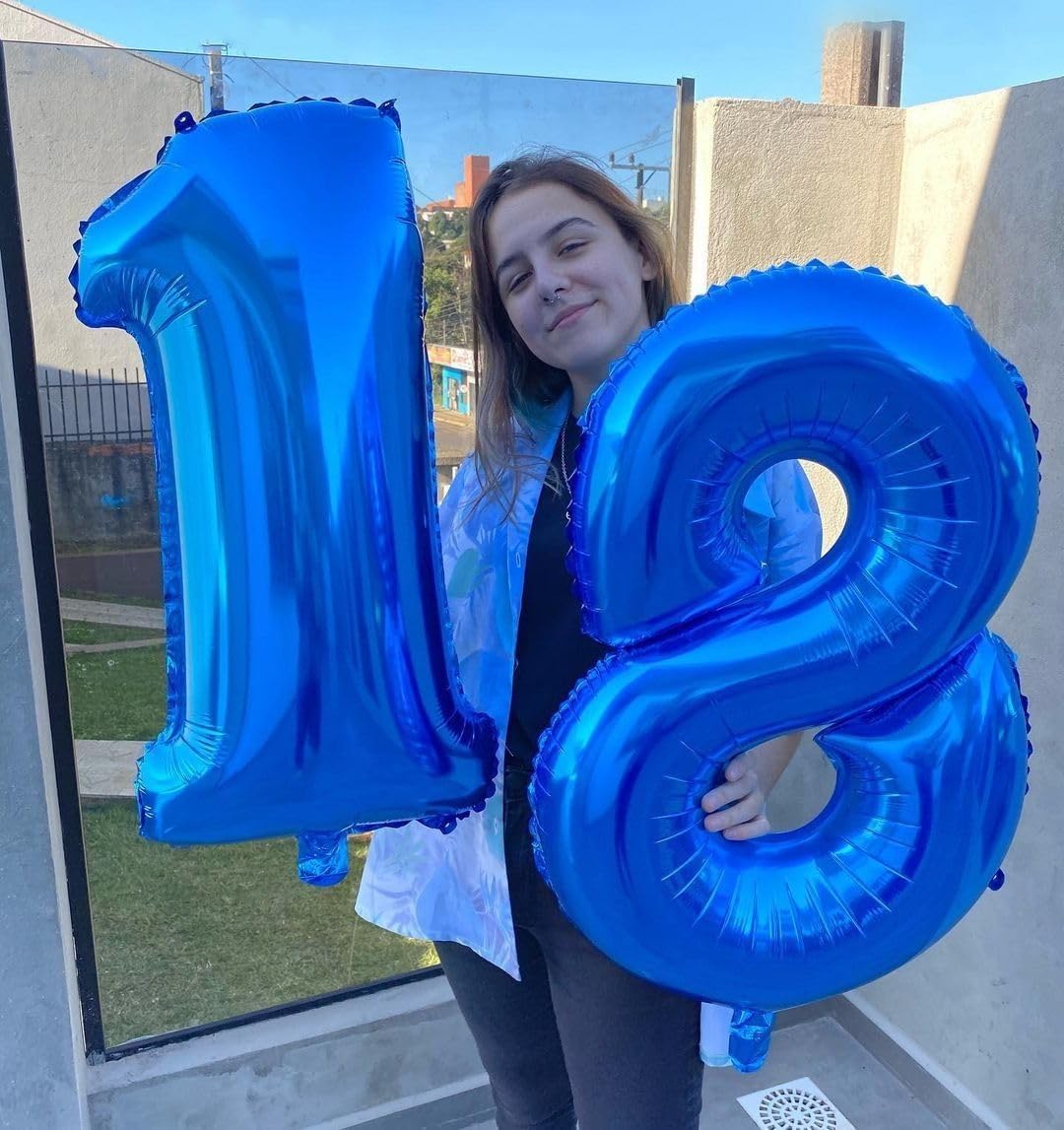 40 Inch Big Dark Blue 8 Balloon Number Foil Helium Number Balloons 0-9 Jumbo Giant Happy 8th 18 28 Birthday Party Decorations for Boy or Girl Huge Mylar Anniversary Wedding Party Supplies