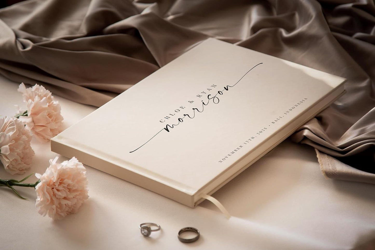 Personalized Guest Book - 11.5" x 8.5" Custom Bride & Groom Names with Bookmark and Hard Cover 140 GSM Blank Pages, for Weddings Guest Book, Engagements, Birthdays, Special Events, Oats