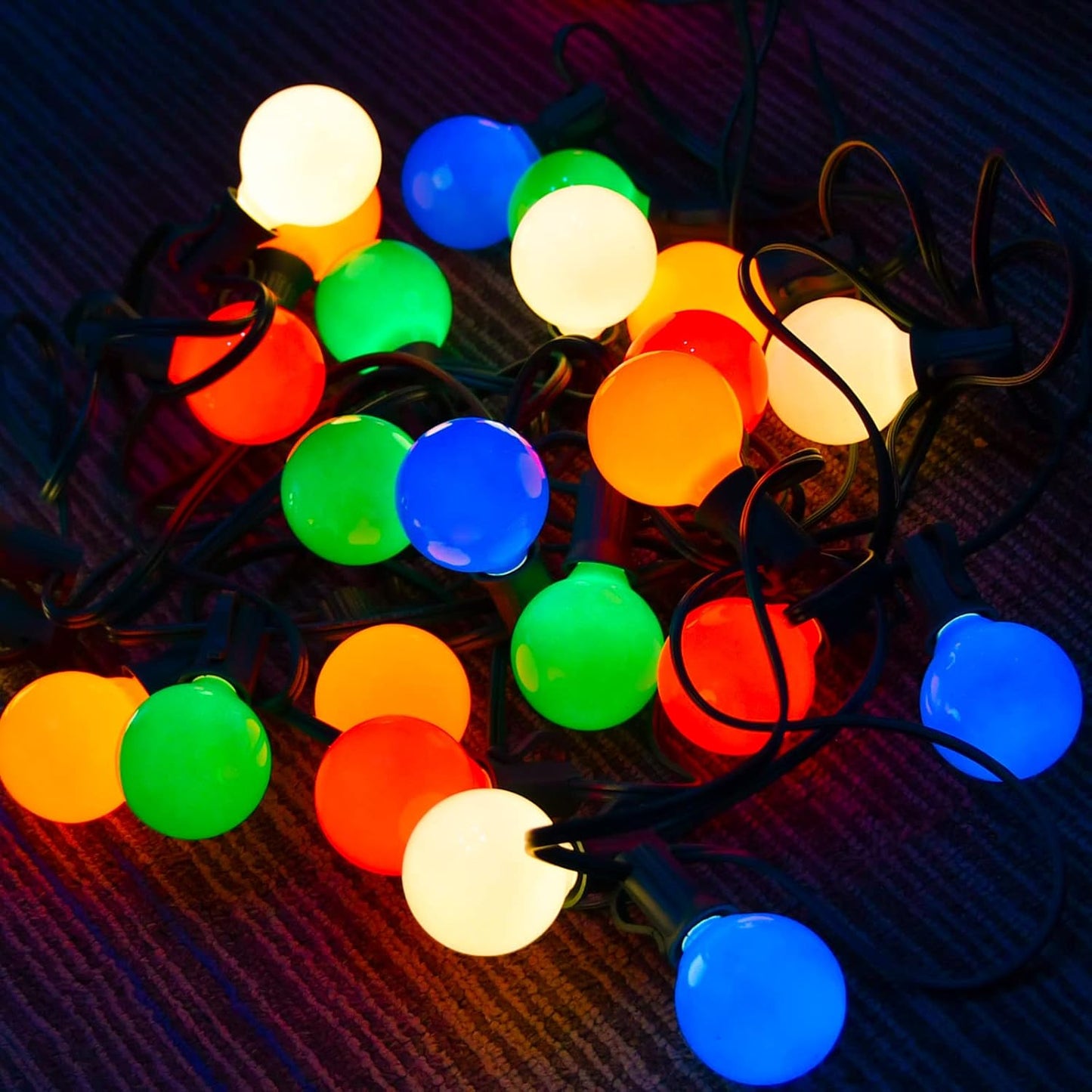 SUNSGNE 25Ft Outdoor Multicolor Christmas Lights, G40 Globe Patio String Lights with 27 Ceramic Colorful Bulbs(2 Spare), Outside Christmas Lights for Holiday Party Backyard Christmas Decoration