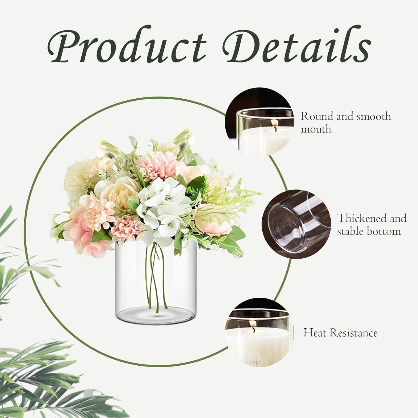 24 Pcs 4 Inch Tall Glass Vases Bulk Clear Cylinder Flower Vases Transparent Candle Holder for Wedding Centerpieces Home Decoration Dinners Party Event