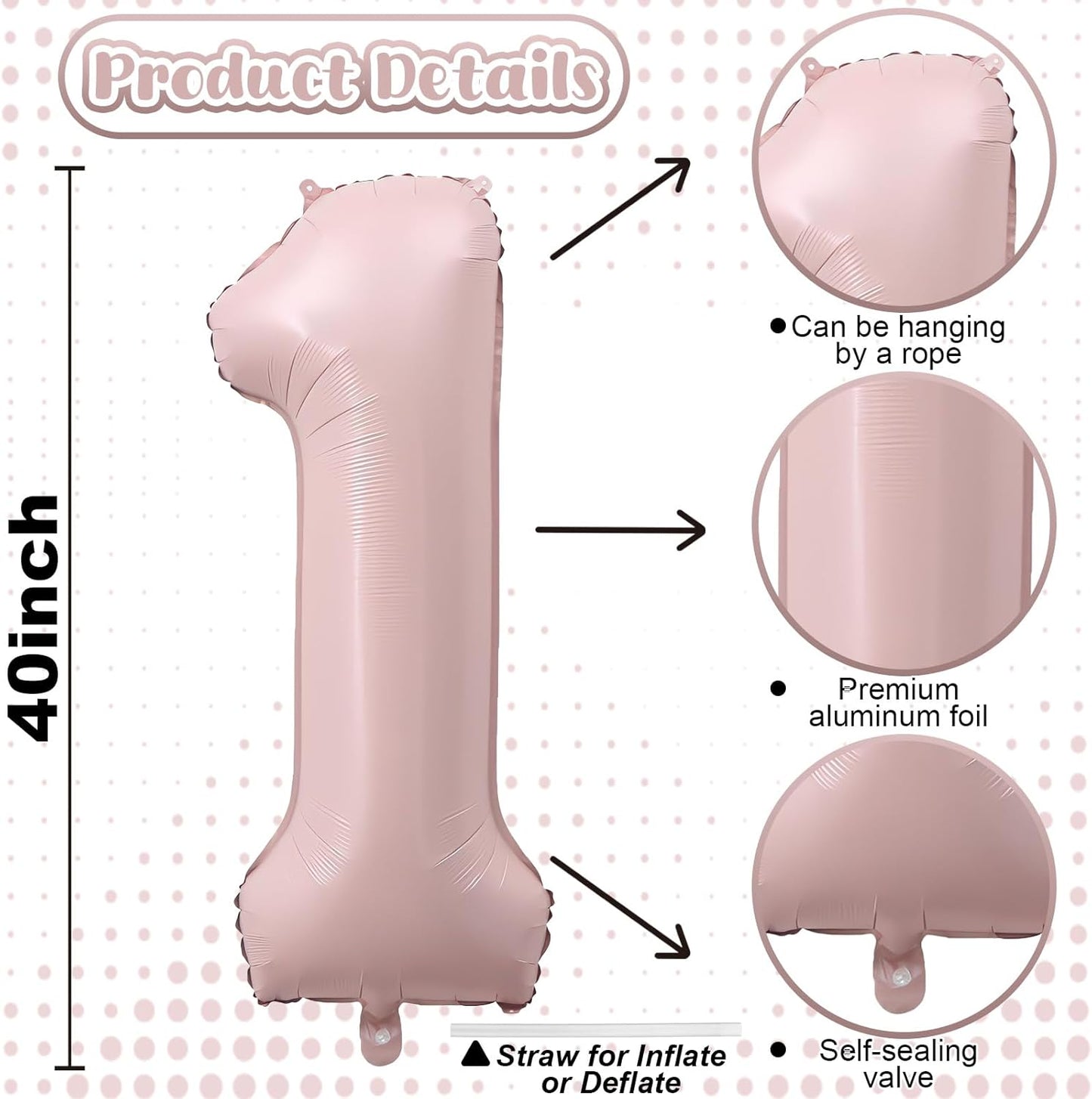 Pastel Pink 12 Balloons Number for Girls, 40'' Self Inflating Number 12 Balloon, Big Light Blush Pink Foil 1 & 2 Helium Balloon for Women Boho Coquette 21st 12th Birthday Party Anniversary Decorations