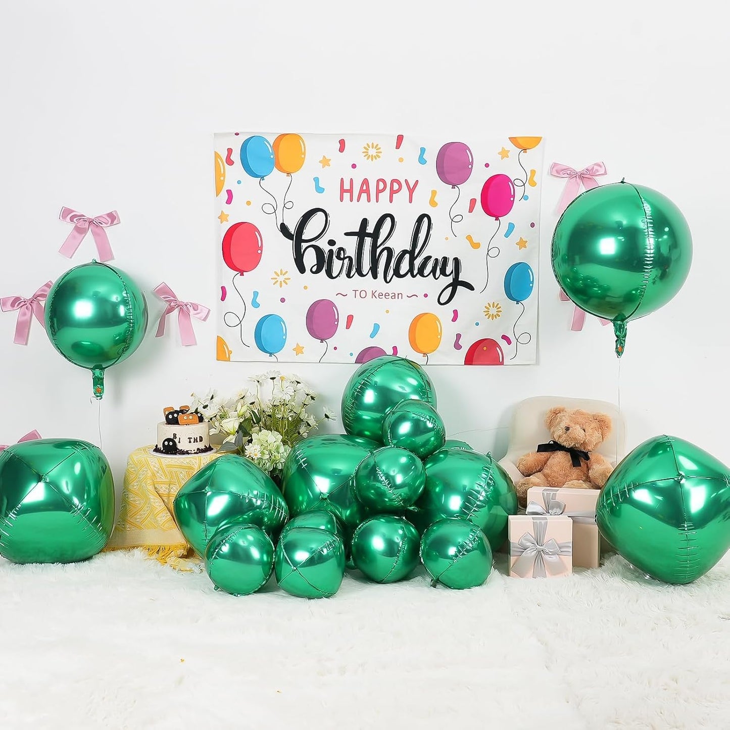 12Pcs Green Round Foil Balloons, 22" 15" 10" 4D Helium Ball Balloon, Metallic Green Foil Balloon for Birthday Graduation Wedding Anniversary New Year Eve Disco Prom Party Decorations